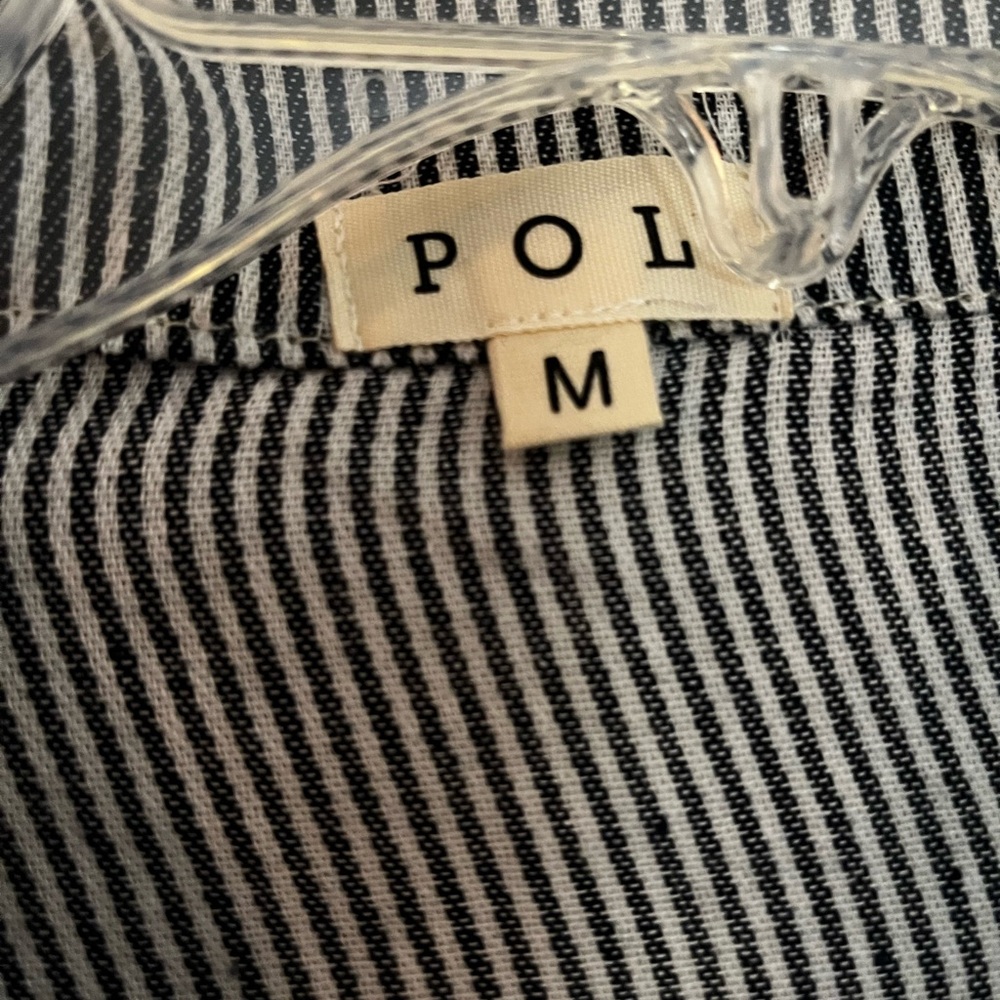 POL/Women’s NWOT light denim Navy and White Striped Floral Patched Jacket sizeM - Picture 5 of 10
